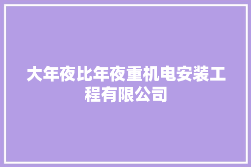 大年夜比年夜重机电安装工程有限公司