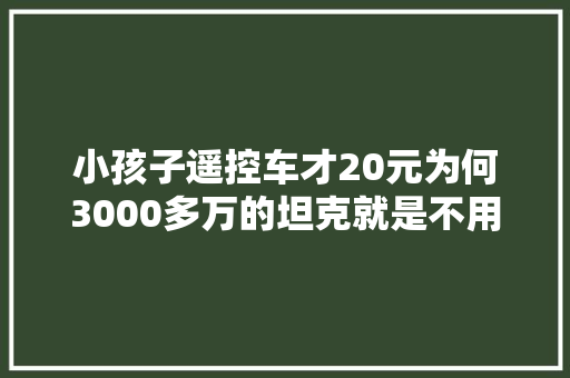 小孩子遥控车才20元为何3000多万的坦克就是不用遥控