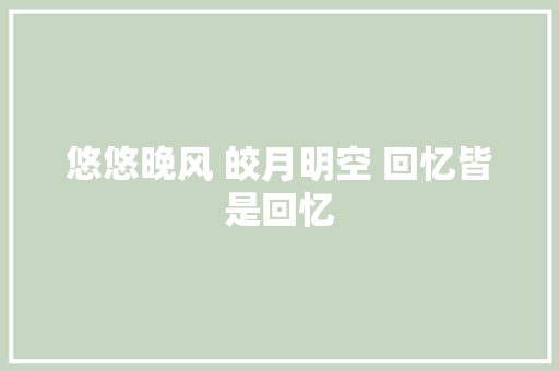 悠悠晚风 皎月明空 回忆皆是回忆