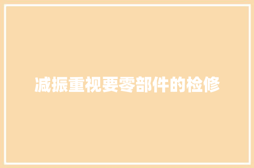 减振重视要零部件的检修