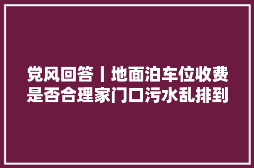 党风回答丨地面泊车位收费是否合理家门口污水乱排到底能不能解决