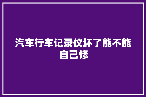汽车行车记录仪坏了能不能自己修