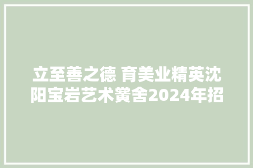 立至善之德 育美业精英沈阳宝岩艺术黉舍2024年招生等你来