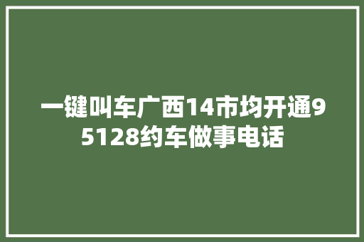 一键叫车广西14市均开通95128约车做事电话
