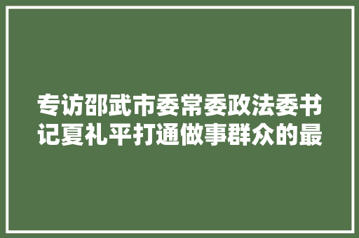 专访邵武市委常委政法委书记夏礼平打通做事群众的最后一公里