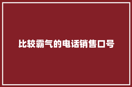 比较霸气的电话销售口号
