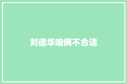 刘德华咱俩不合适
