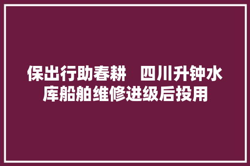 保出行助春耕   四川升钟水库船舶维修进级后投用