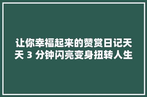 让你幸福起来的赞赏日记天天 3 分钟闪亮变身扭转人生