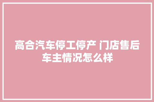 高合汽车停工停产 门店售后车主情况怎么样