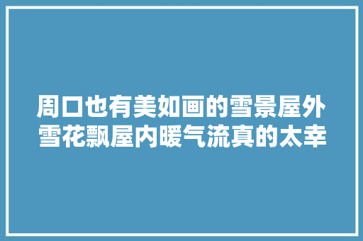 周口也有美如画的雪景屋外雪花飘屋内暖气流真的太幸运了