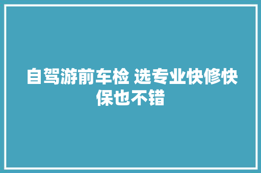 自驾游前车检 选专业快修快保也不错