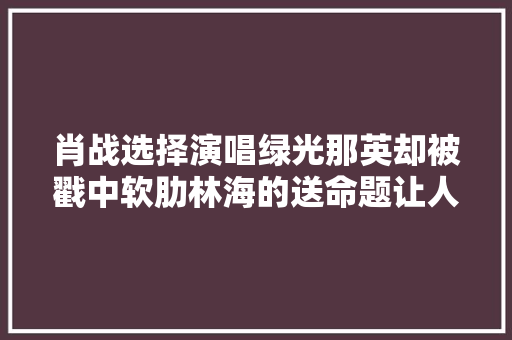肖战选择演唱绿光那英却被戳中软肋林海的送命题让人头疼