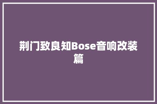 荆门致良知Bose音响改装篇