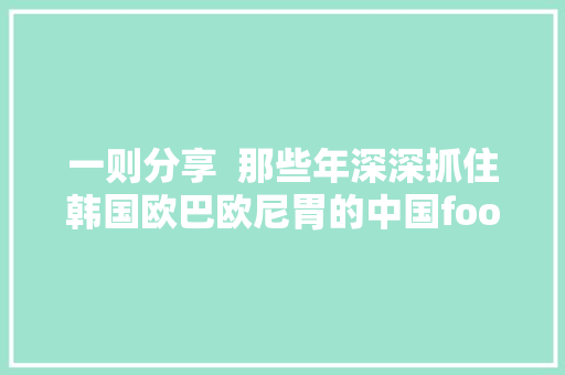 一则分享  那些年深深抓住韩国欧巴欧尼胃的中国food