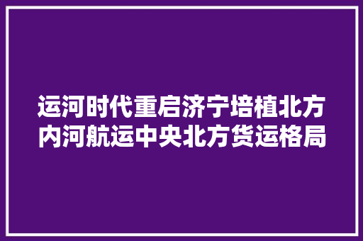运河时代重启济宁培植北方内河航运中央北方货运格局或将一变