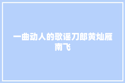 一曲动人的歌谣刀郎黄灿雁南飞