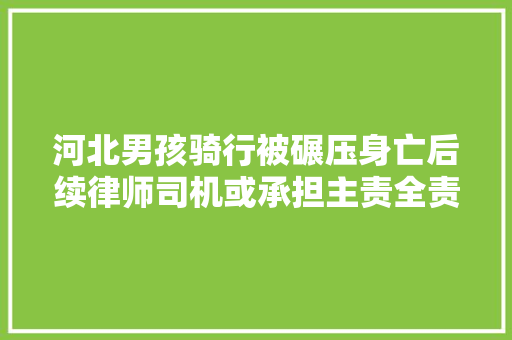 河北男孩骑行被碾压身亡后续律师司机或承担主责全责