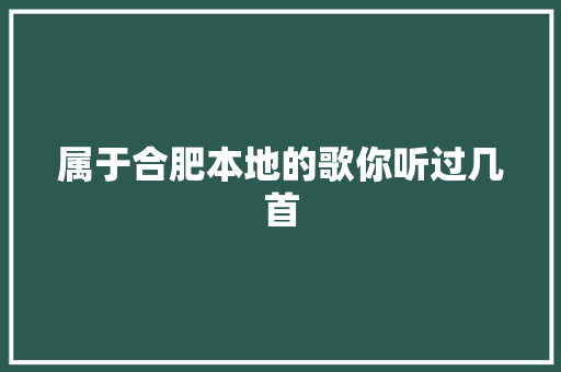 属于合肥本地的歌你听过几首