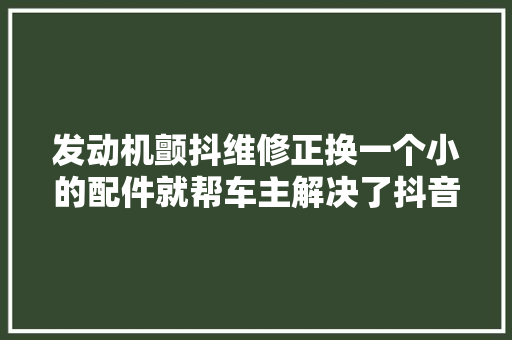 发动机颤抖维修正换一个小的配件就帮车主解决了抖音短视频