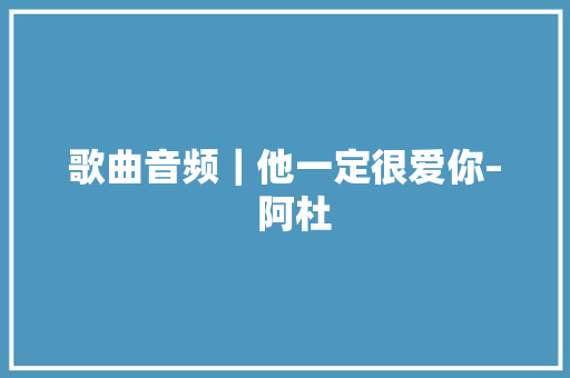 歌曲音频｜他一定很爱你–  阿杜 休闲娱乐