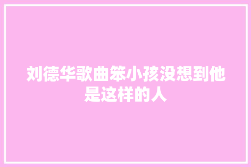 刘德华歌曲笨小孩没想到他是这样的人
