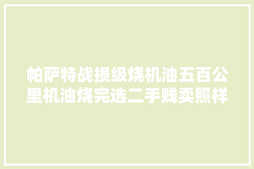 帕萨特战损级烧机油五百公里机油烧完选二手贱卖照样完美修复