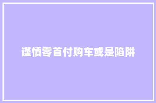 谨慎零首付购车或是陷阱