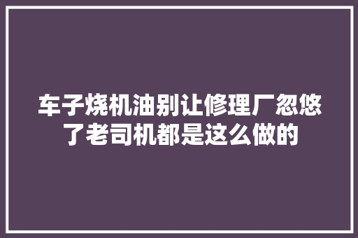 车子烧机油别让修理厂忽悠了老司机都是这么做的