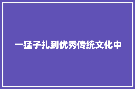 一猛子扎到优秀传统文化中