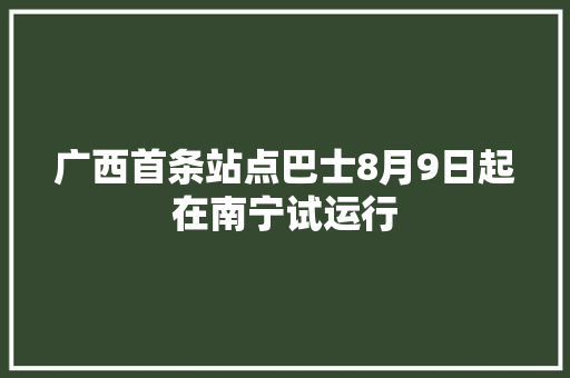 广西首条站点巴士8月9日起在南宁试运行