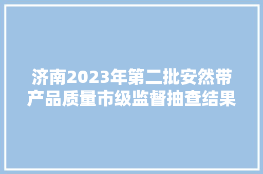 济南2023年第二批安然带产品质量市级监督抽查结果