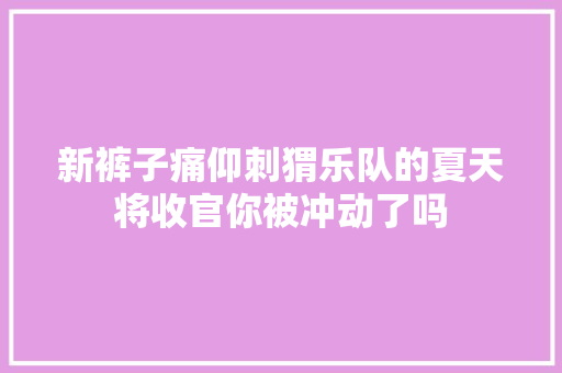 新裤子痛仰刺猬乐队的夏天将收官你被冲动了吗