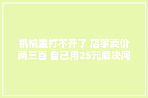机械盖打不开了 店家要价两三百 自己用25元解决问题