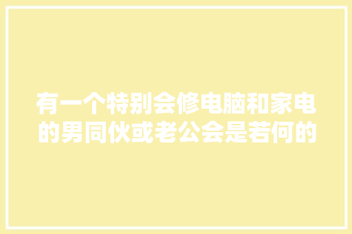 有一个特别会修电脑和家电的男同伙或老公会是若何的一种生活
