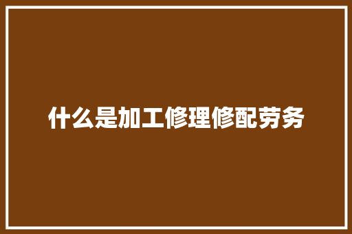 什么是加工修理修配劳务