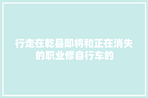 行走在乾县即将和正在消失的职业修自行车的