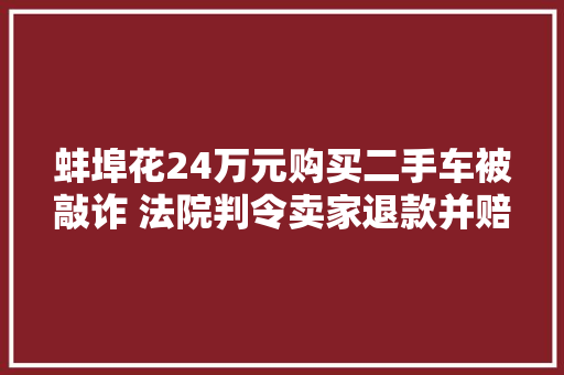 蚌埠花24万元购买二手车被敲诈 法院判令卖家退款并赔偿3倍购车款