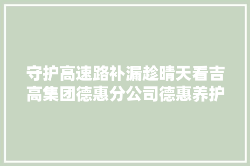 守护高速路补漏趁晴天看吉高集团德惠分公司德惠养护工们忙碌的一天