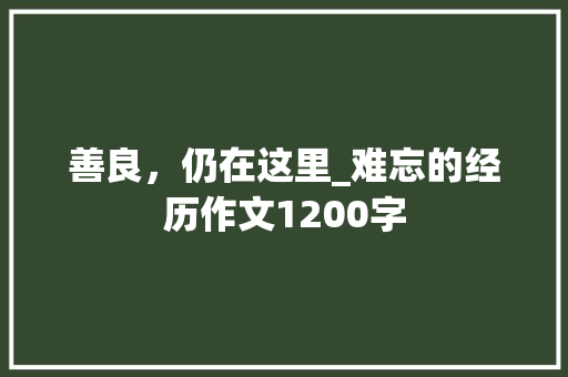 善良，仍在这里_难忘的经历作文1200字