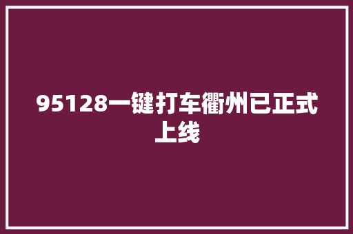 95128一键打车衢州已正式上线