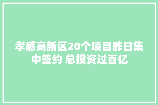 孝感高新区20个项目昨日集中签约 总投资过百亿