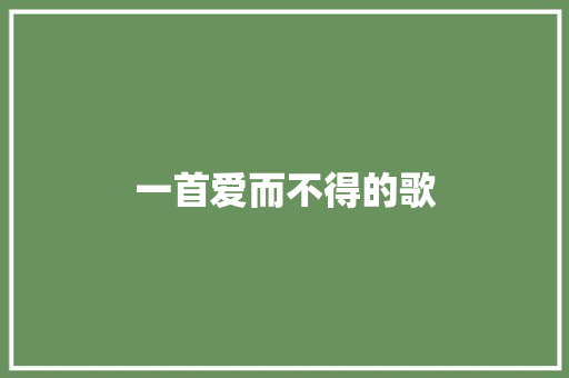 一首爱而不得的歌