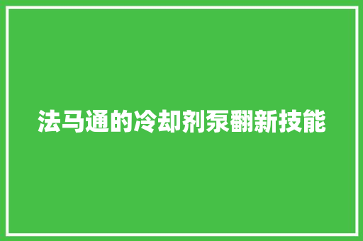 法马通的冷却剂泵翻新技能