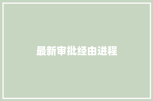 最新审批经由进程