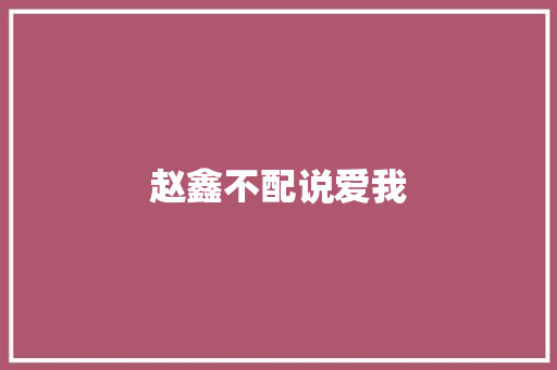 赵鑫不配说爱我