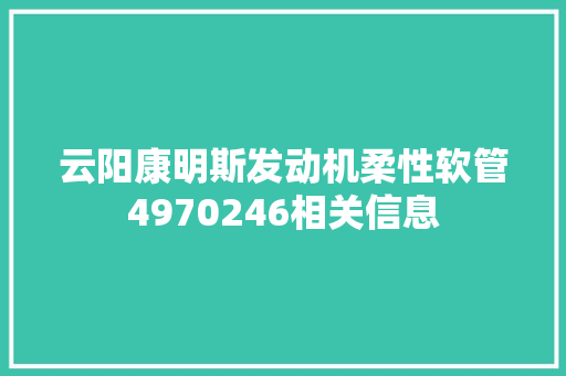 云阳康明斯发动机柔性软管4970246相关信息