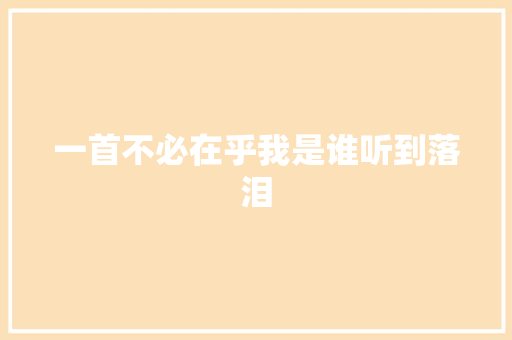 一首不必在乎我是谁听到落泪