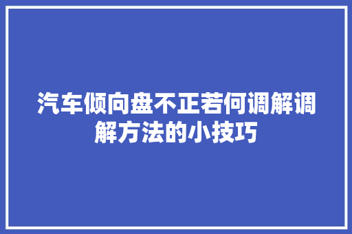 汽车倾向盘不正若何调解调解方法的小技巧