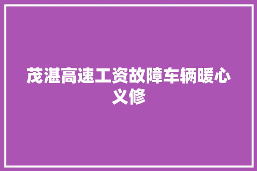 茂湛高速工资故障车辆暖心义修